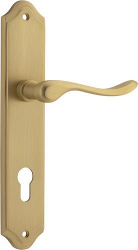 IVER Stirling Door Lever Handle On Shouldered Backplate | Entrance Lever Set Only | 8 Finishes - Brushed Brass