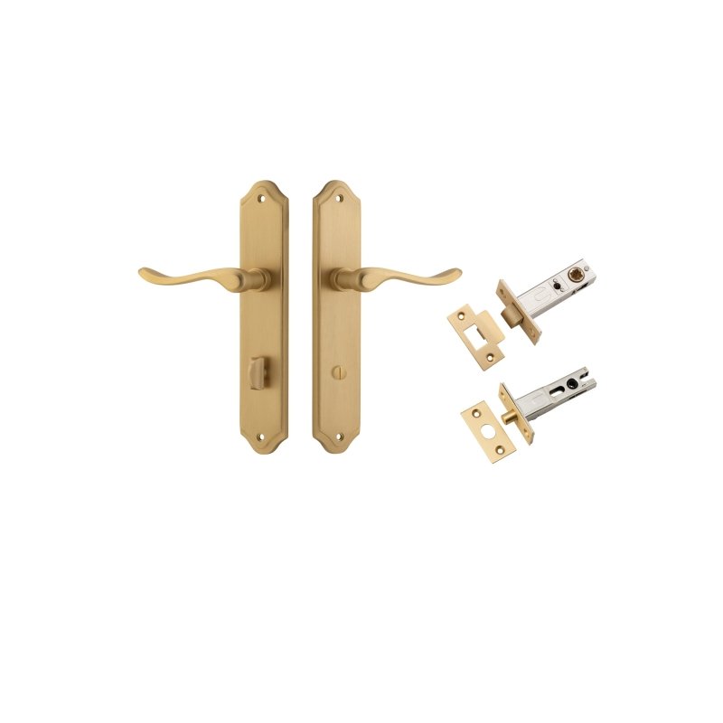 IVER Stirling Door Lever Handle On Shouldered Backplate | Separate Privacy Kit | 8 Finishes - Brushed Brass