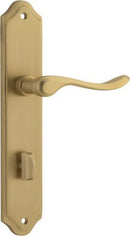 IVER Stirling Door Lever Handle On Shouldered Backplate | Privacy Lever Set Only | 8 Finishes - Brushed Brass