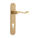 Iver Stirling Solid Brass Door Lever on Oval Backplate | Entrance Lever Set Only | 8 Finishes - Brushed Brass