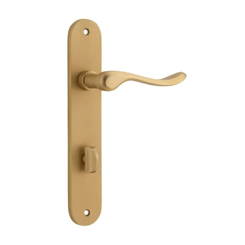 Iver Stirling Solid Brass Door Lever on Oval Backplate | Privacy Lever Set Only | 8 Finishes - Brushed Brass