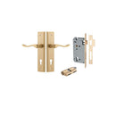 IVER Stirling Door Lever Handle On Stepped Backplate | Entrance Kit (Key/Key) | 8 Finishes - Brushed Brass