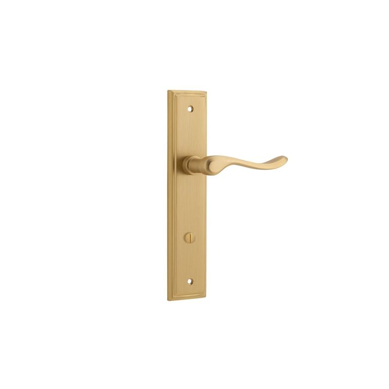 IVER Stirling Door Lever Handle On Stepped Backplate | Entrance Lever Set Only | 8 Finishes - Brushed Brass