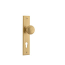 IVER Cambridge Door Knob On Chamfered Backplate | Entrance Lever Set Only | 9 Finishes - Brushed Brass