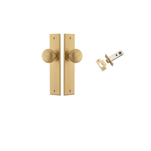 IVER Cambridge Door Knob On Chamfered Backplate | Passage Kit | 9 Finishes - Brushed Brass