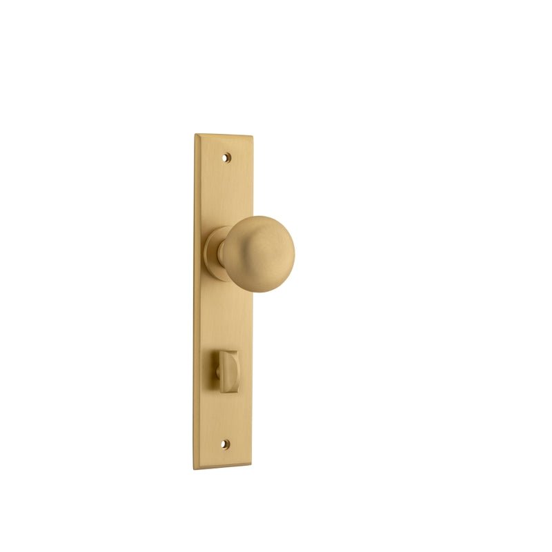 IVER Cambridge Door Knob On Chamfered Backplate | Privacy Lever Set Only | 9 Finishes - Brushed Brass