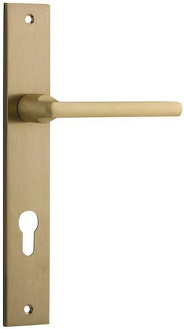 IVER Baltimore Door Lever Handle On Rectangular Backplate | Entrance- Lever Only | 7 Finishes - Brushed Brass