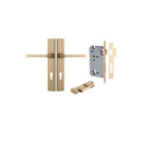 IVER Baltimore Door Lever Handle On Rectangular Backplate | Entrance Kit (Key/Thumb) | 7 Finishes - Brushed Brass