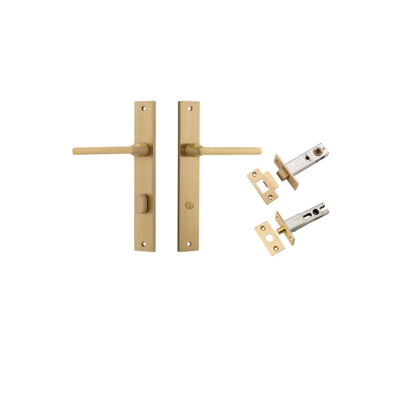 IVER Baltimore Door Lever Handle On Rectangular Backplate | Separate Privacy Kit | 7 Finishes - Brushed Brass