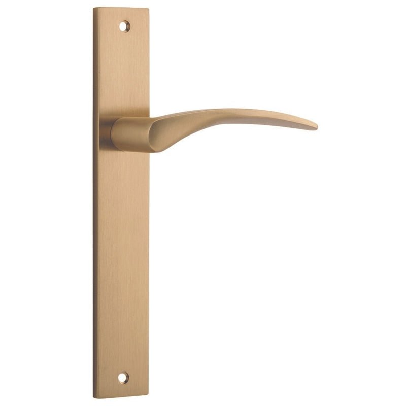 IVER Oxford Door Lever Handle On Rectangular Backplate | Passage Lever Set Only | 4 Finishes - Brushed Brass