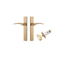 IVER Oxford Door Lever Handle On Rectangular Backplate | Passage Kit | 4 Finishes - Brushed Brass