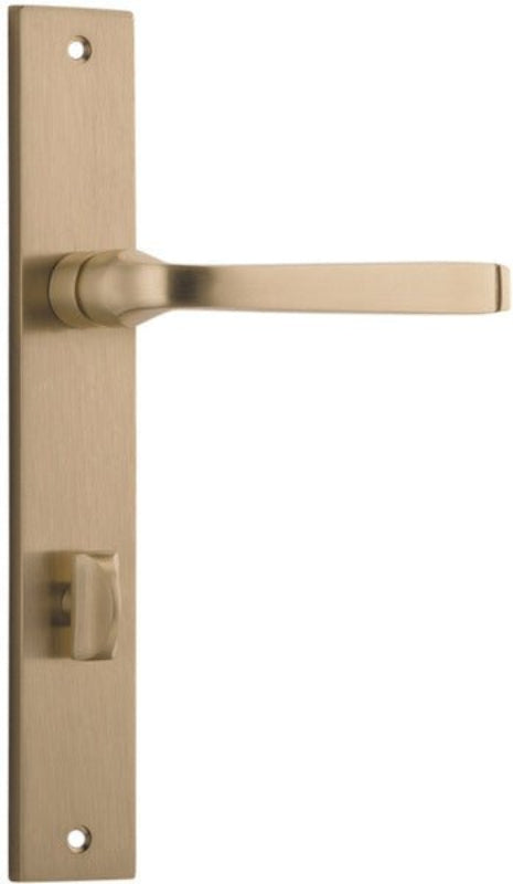 IVER Annecy Door Lever Handle On Rectangular Backplate | Privacy Lever Set Only | 9 Finishes - Brushed Brass