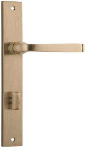 IVER Annecy Door Lever Handle On Rectangular Backplate | Privacy Lever Set Only | 9 Finishes - Brushed Brass