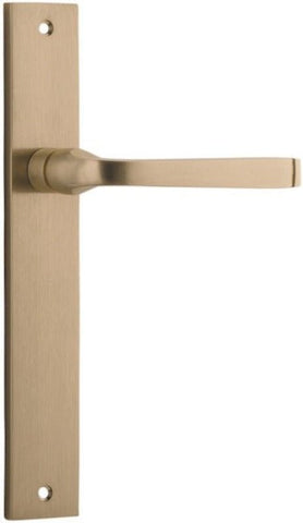 IVER Annecy Door Lever Handle On Rectangular Backplate | Passage Lever Set Only | 9 Finishes - Brushed Brass