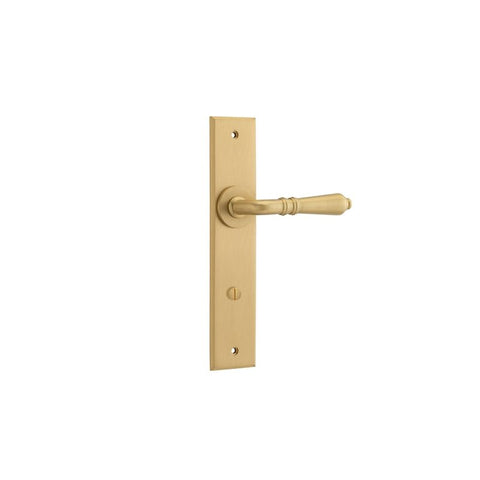 IVER Sarlat Door Lever Handle On Chamfered Backplate | Privacy Lever Set Only | 10 Finishes - Brushed Brass