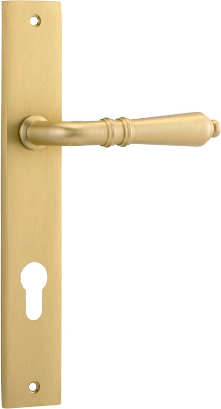 IVER Sarlat Lever Door Handle On Rectangular Backplate | Entrance Lever Set Only | 10 Finishes - Brushed Gold PVD