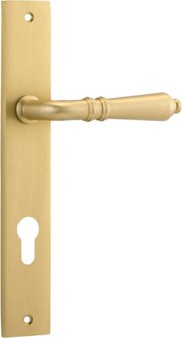 IVER Sarlat Lever Door Handle On Rectangular Backplate | Entrance Lever Set Only | 10 Finishes - Brushed Gold PVD