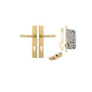 IVER Sarlat Lever Door Handle On Rectangular Backplate | Entrance Kit (Key/Thumb) | 10 Finishes - Brushed Gold PVD