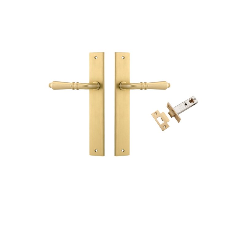 IVER Sarlat Lever Door Handle On Rectangular Backplate | Passage Kit | 10 Finishes - Brushed Gold PVD