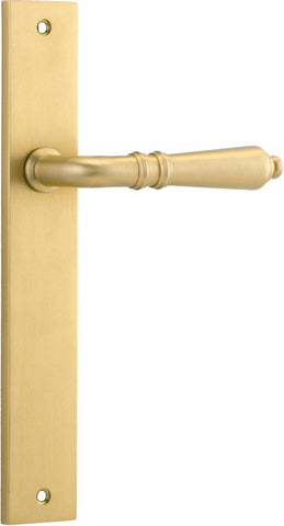 IVER Sarlat Lever Door Handle On Rectangular Backplate | Passage Lever Set Only | 10 Finishes - Brushed Gold PVD