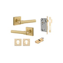 Iver Helsinki Solid Brass Door Lever on Square Rose | Entrance Kit (Key/Key) | 7 Finishes - Brushed Gold PVD