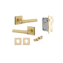 Iver Helsinki Solid Brass Door Lever on Square Rose | Entrance Kit (Key/Thumb) | 7 Finishes - Brushed Gold PVD