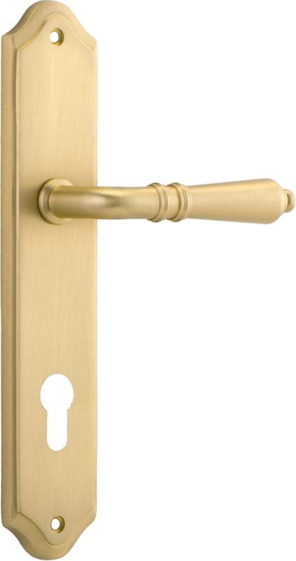 IVER Sarlat Lever Door Handle On Shouldered Backplate | Entrance Lever Set Only | 10 Finishes - Brushed Gold PVD