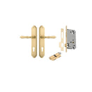 IVER Sarlat Lever Door Handle On Shouldered Backplate | Entrance Kit (Key/Key) | 10 Finishes - Brushed Gold PVD