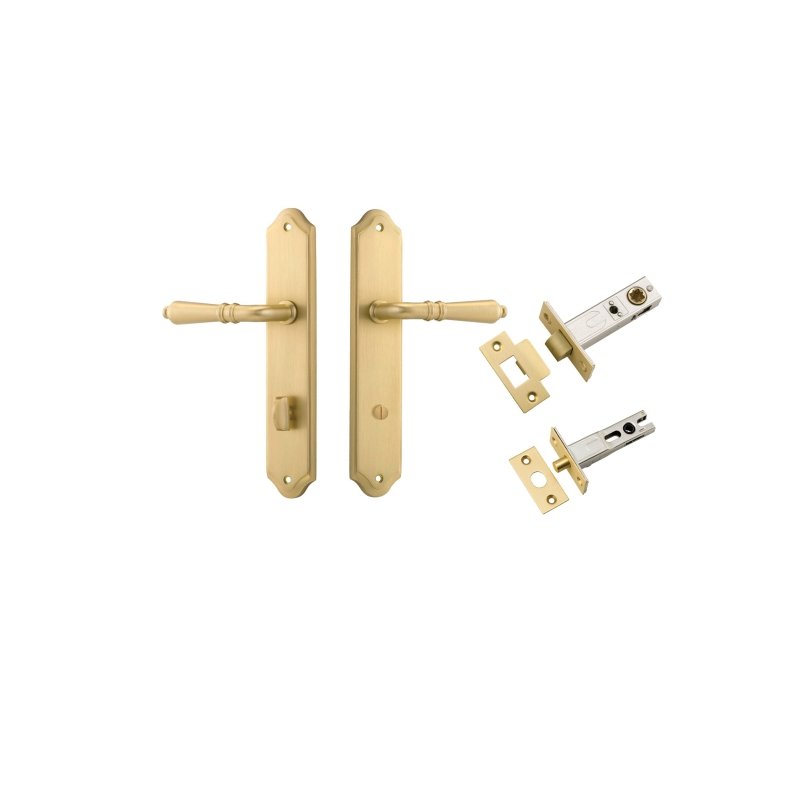 IVER Sarlat Lever Door Handle On Shouldered Backplate | Separate Privacy Kit | 10 Finishes - Brushed Gold PVD