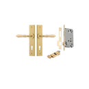 IVER Sarlat Door Lever Handle On Chamfered Backplate | Entrance Kit (Key/Thumb) | 10 Finishes - Brushed Gold PVD