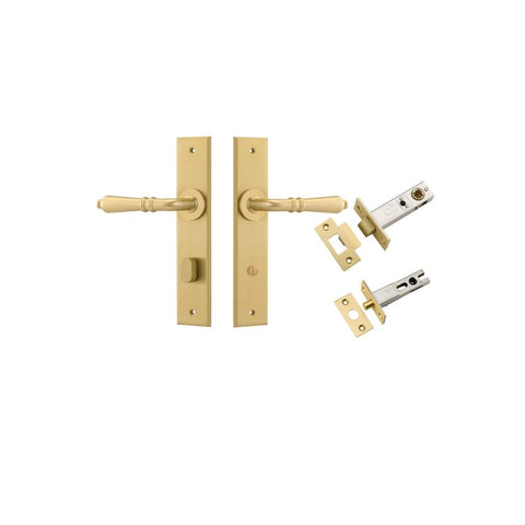 IVER Sarlat Door Lever Handle On Chamfered Backplate | Separate Privacy Kit | 10 Finishes - Brushed Gold PVD