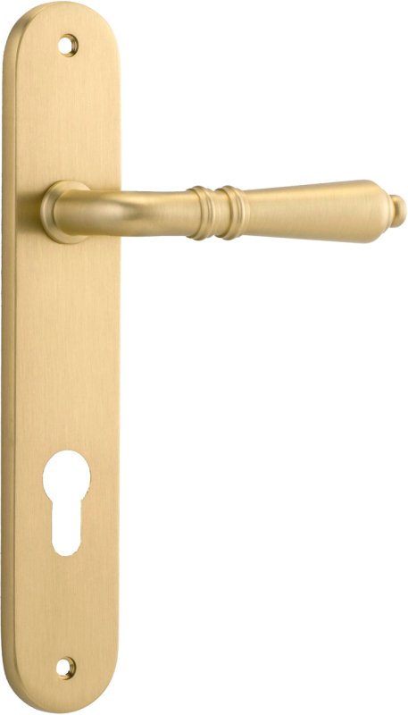 Iver Sarlat Solid Brass Door Lever on Oval Backplate | Entrance Lever Set Only | 10 Finishes - Brushed Gold PVD