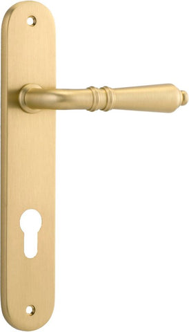 Iver Sarlat Solid Brass Door Lever on Oval Backplate | Entrance Lever Set Only | 10 Finishes - Brushed Gold PVD