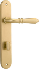 Iver Sarlat Solid Brass Door Lever on Oval Backplate | Privacy Lever Set Only | 10 Finishes - Brushed Gold PVD