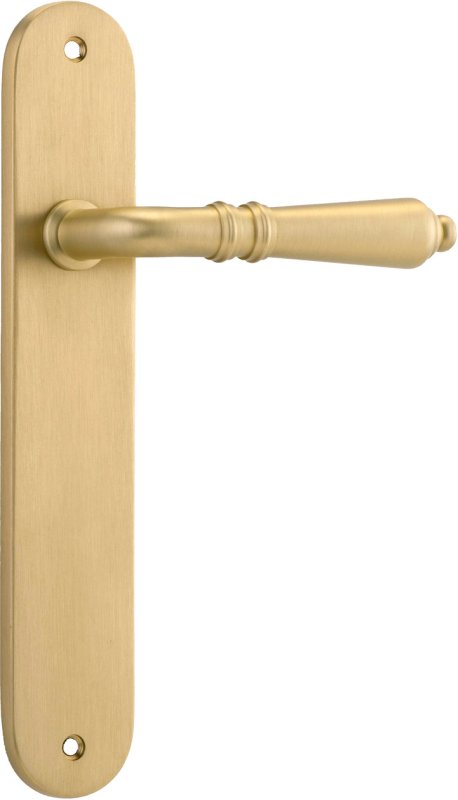 Iver Sarlat Solid Brass Door Lever on Oval Backplate | Passage Lever Set Only | 10 Finishes - Brushed Gold PVD