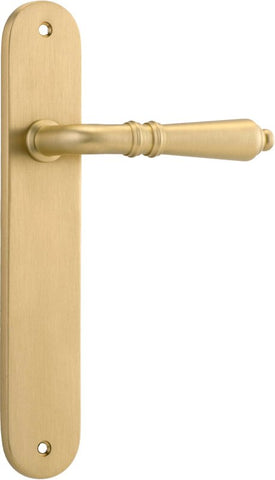 Iver Sarlat Solid Brass Door Lever on Oval Backplate | Passage Lever Set Only | 10 Finishes - Brushed Gold PVD