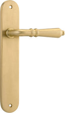 Iver Sarlat Solid Brass Door Lever on Oval Backplate | Passage Lever Set Only | 10 Finishes - Brushed Gold PVD