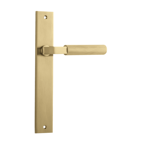 IVER Brunswick Door Lever Handle On Rectangular Backplate | Passage Lever Set Only | 6 Finishes - Brushed Gold PVD