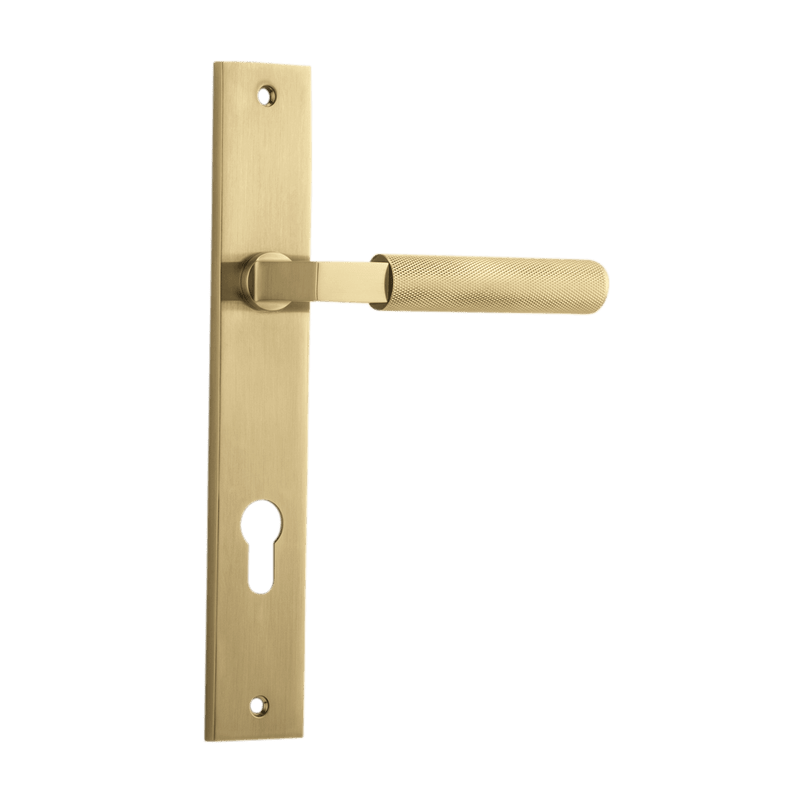IVER Brunswick Door Lever Handle On Rectangular Backplate | Entrance Lever Set Only | 6 Finishes - Brushed Gold PVD