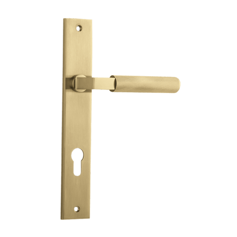 IVER Brunswick Door Lever Handle On Rectangular Backplate | Entrance Lever Set Only | 6 Finishes - Brushed Gold PVD