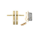 IVER Brunswick Door Lever Handle On Rectangular Backplate | Entrance Kit (Key/Thumb) | 6 Finishes - Brushed Gold PVD