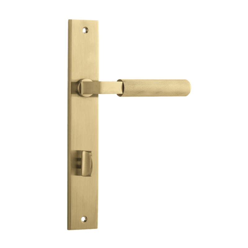 IVER Brunswick Door Lever Handle On Rectangular Backplate | Privacy Lever Set Only | 6 Finishes - Brushed Gold PVD