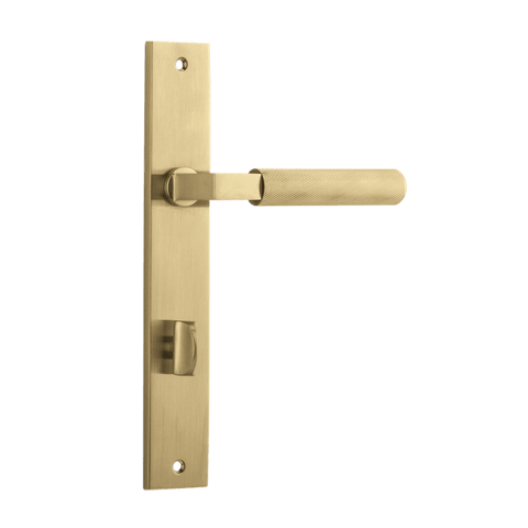 IVER Brunswick Door Lever Handle On Rectangular Backplate | Privacy Lever Set Only | 6 Finishes - Brushed Gold PVD