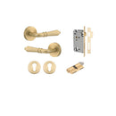 Iver Sarlat Solid Brass Door Lever on Round Rose | Entrance Kit (Key/Key) | 10 Finishes - Brushed Gold PVD