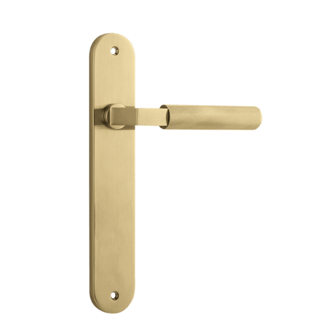 Iver Brunswick Solid Brass Door Lever on Oval Backplate | Passage Lever Set Only | 6 Finishes - Brushed Gold PVD