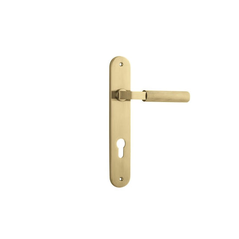 Iver Brunswick Solid Brass Door Lever on Oval Backplate | Entrance Lever Set Only | 6 Finishes - Brushed Gold PVD