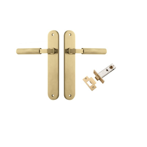 Iver Brunswick Solid Brass Door Lever on Oval Backplate | Passage Kit | 6 Finishes - Brushed Gold PVD