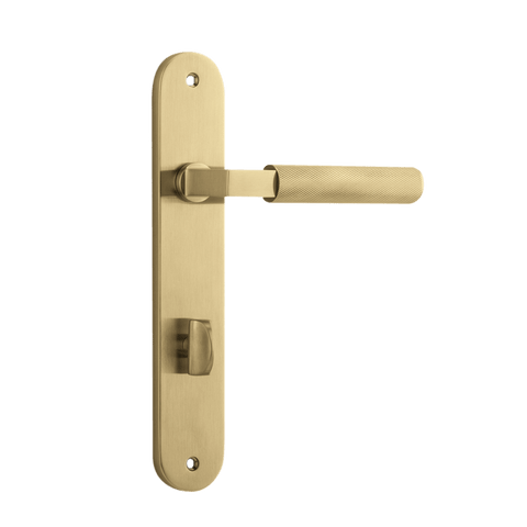 Iver Brunswick Solid Brass Door Lever on Oval Backplate | Privacy Lever Set Only | 6 Finishes - Brushed Gold PVD