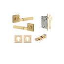 Iver Brunswick Door Lever on Square Rose | Entrance Kit (Key/Thumb) | 6 Finishes - Brushed Gold PVD