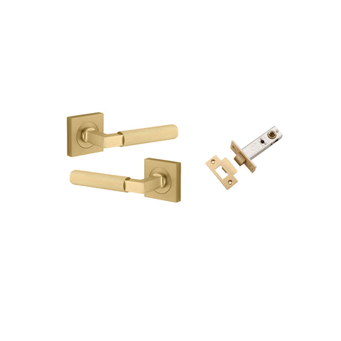 Iver Brunswick Door Lever on Square Rose | Passage Kit | 6 Finishes - Brushed Gold PVD